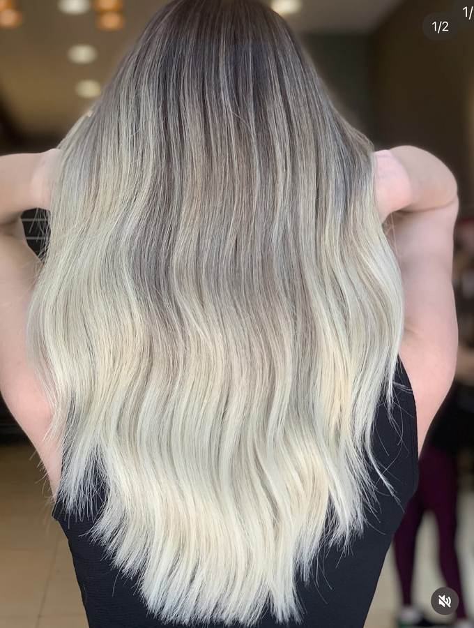 Gümüş ombre saç rengi, Olaplex korumalı — The Nua Hair